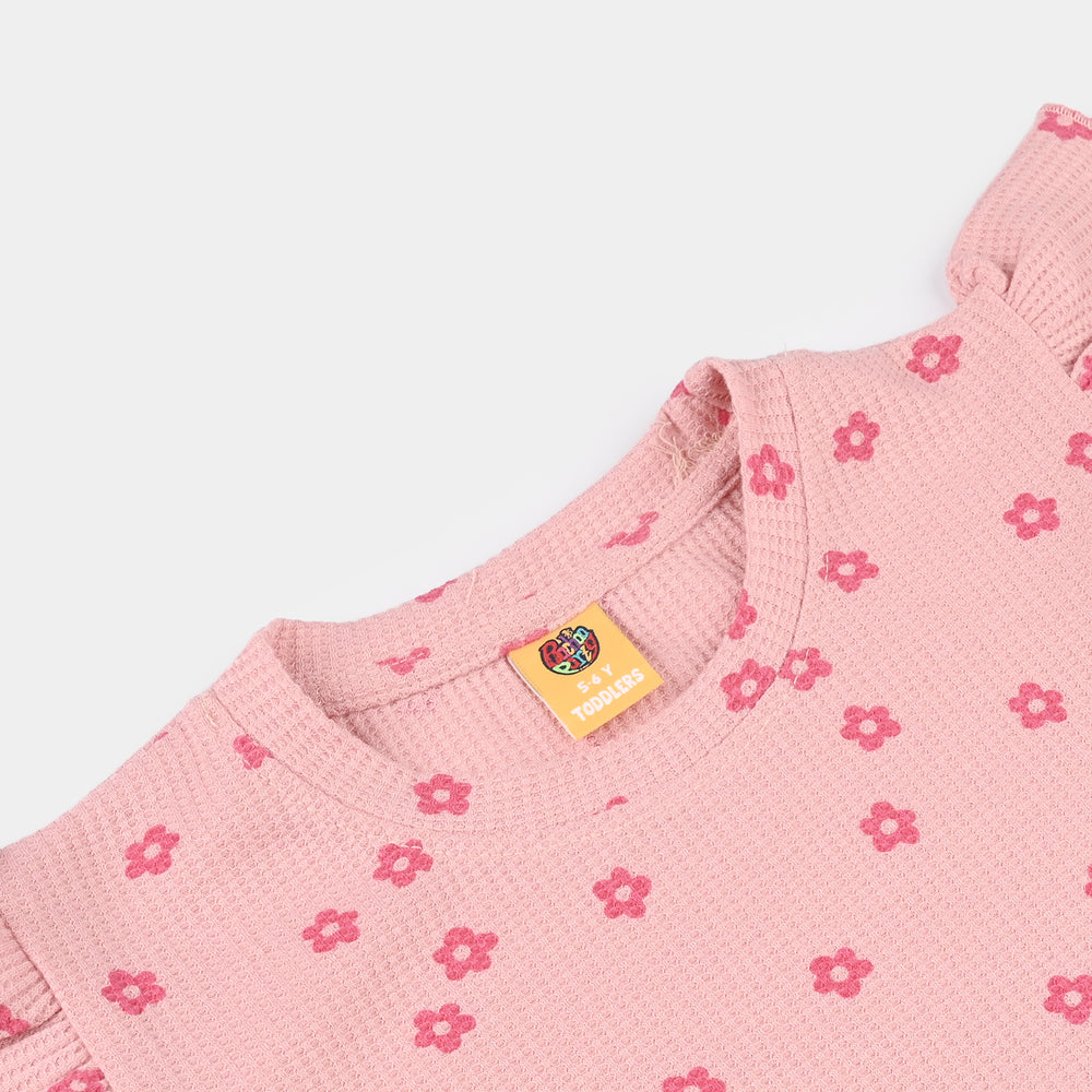 Girls Thermal T-Shirt (Flowers) - Pink