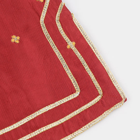 Infant Girls Raw Silk 2-Piece Zara Set - Red