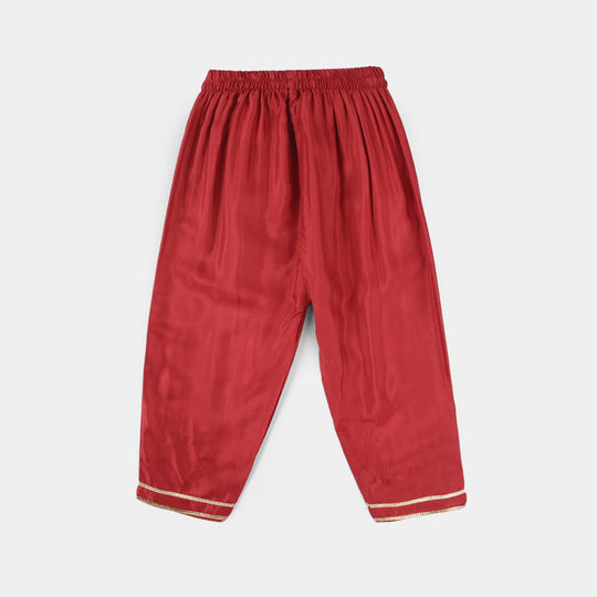Infant Girls Raw Silk 2-Piece Zara Set - Red