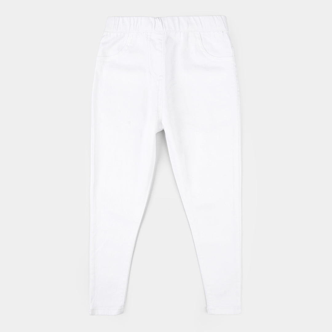 Girls Denim Stretch Jegging (Basic) - White
