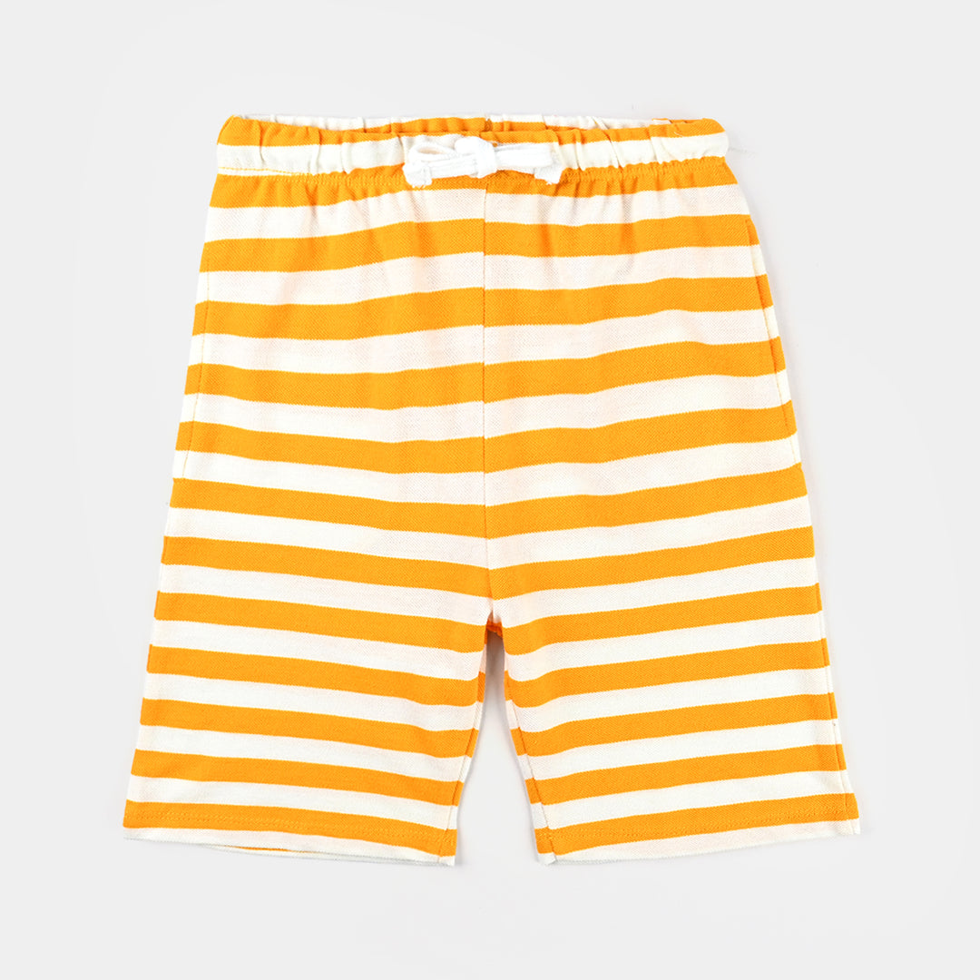Boys Cotton Pique Short Striper-Citrus