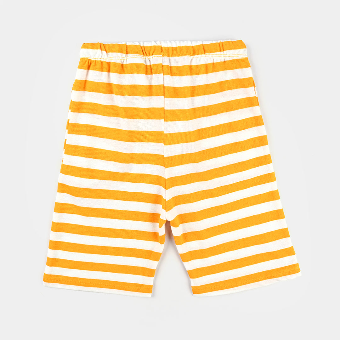 Boys Cotton Pique Short Striper-Citrus