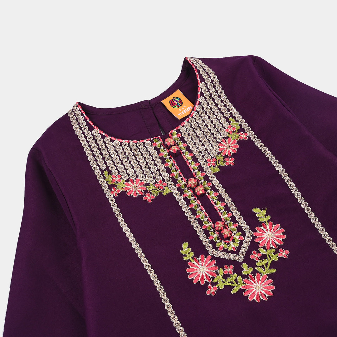 Girls Poly Cambric 3-Piece Set (Rang Saaz) - Purple