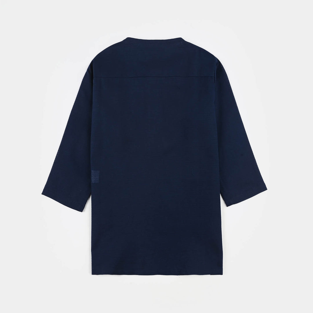 Infant Boys Poly Viscose Kurta (Lurex) - Navy
