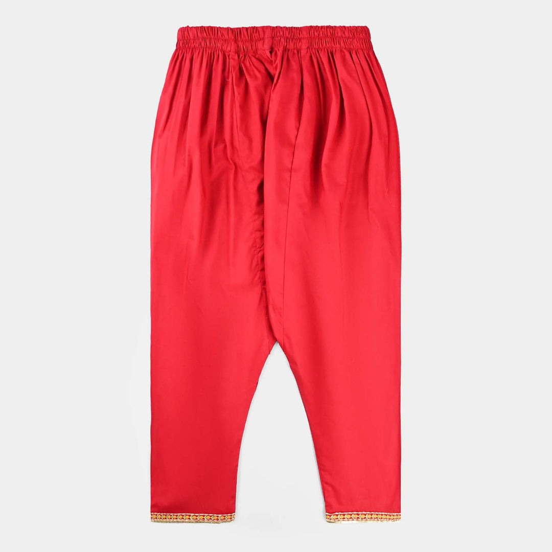 Girls Cotton Poplin Embroidered 2-Piece Set (Limelight) - Maroon