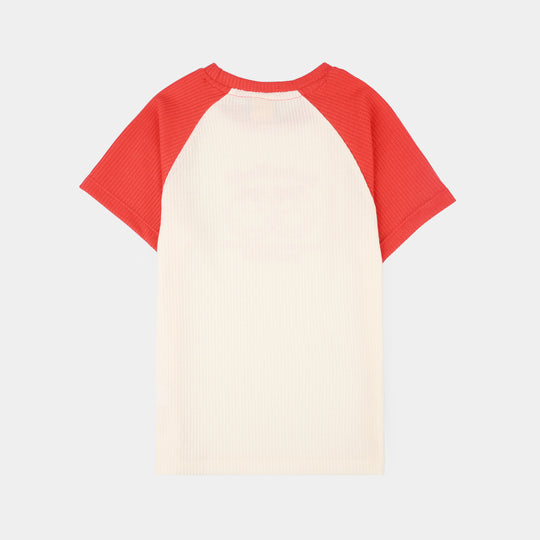Girls Thermal T-Shirt (Smiley World) - White