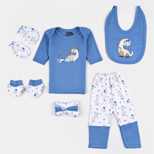 8PCs Infant Baby Gift Set Skin Dinosaur- Blue