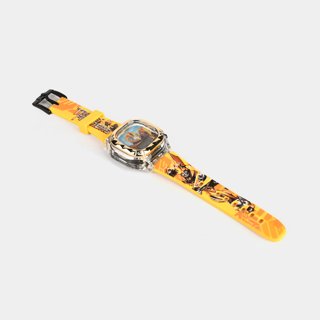 Boys Character Wristwatch Square Golden Border With Light & Sound