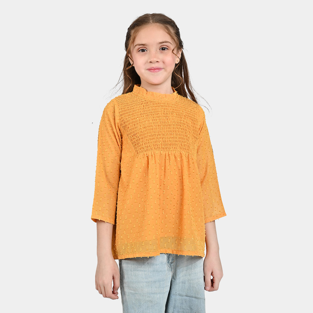 Girls Poly Cotton Casual Top-Citrus