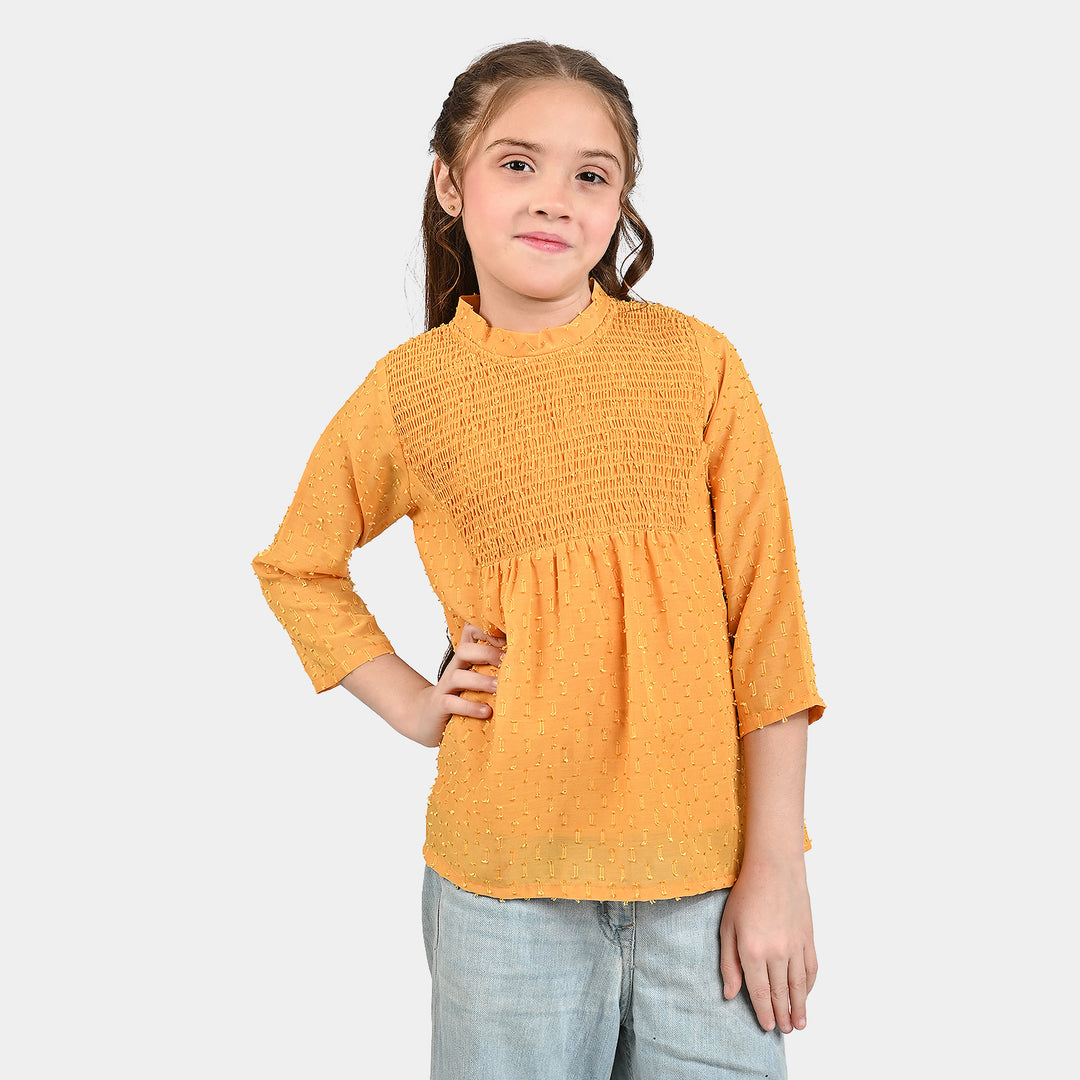 Girls Poly Cotton Casual Top-Citrus