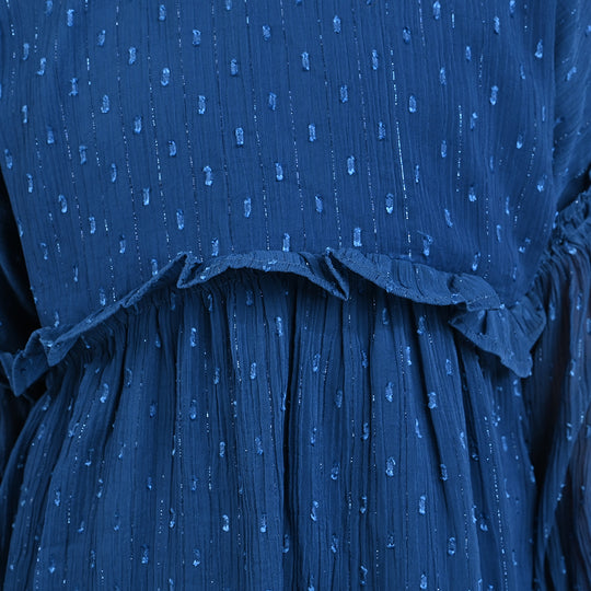 Girls Chiffon Casual Frock-Blue