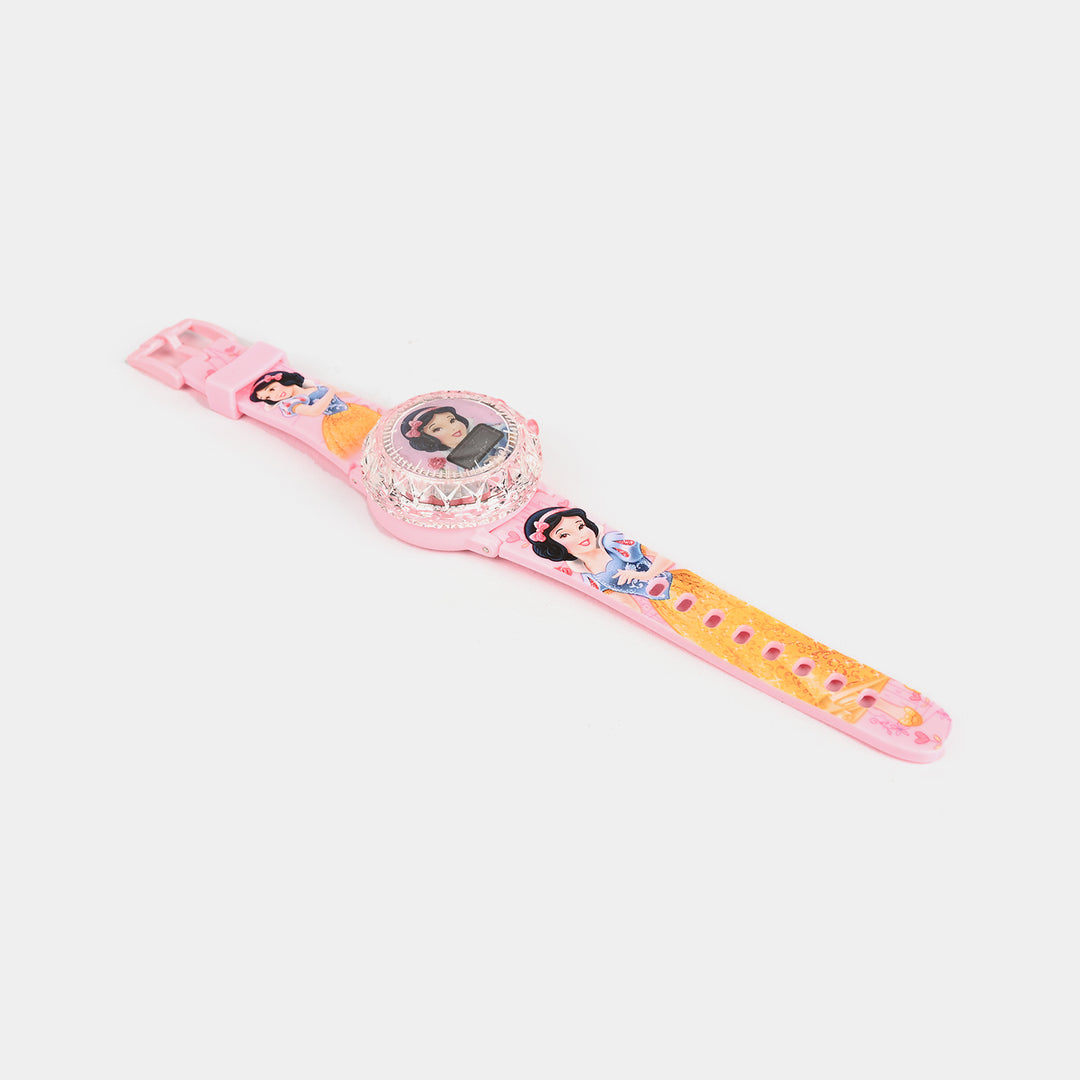 Girls Character Watch Round Dial With Light