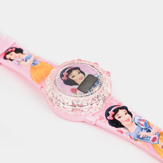 Girls Character Watch Round Dial With Light