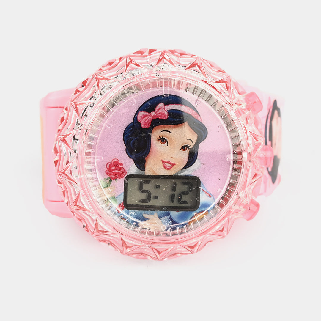 Girls Character Watch Round Dial With Light