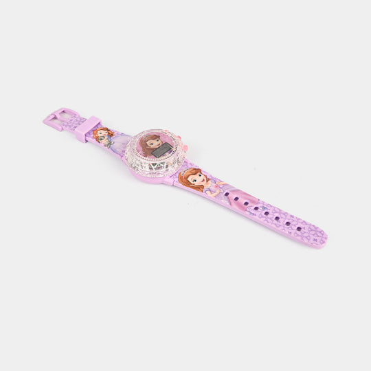 Girls Character Watch Round Dial With Light