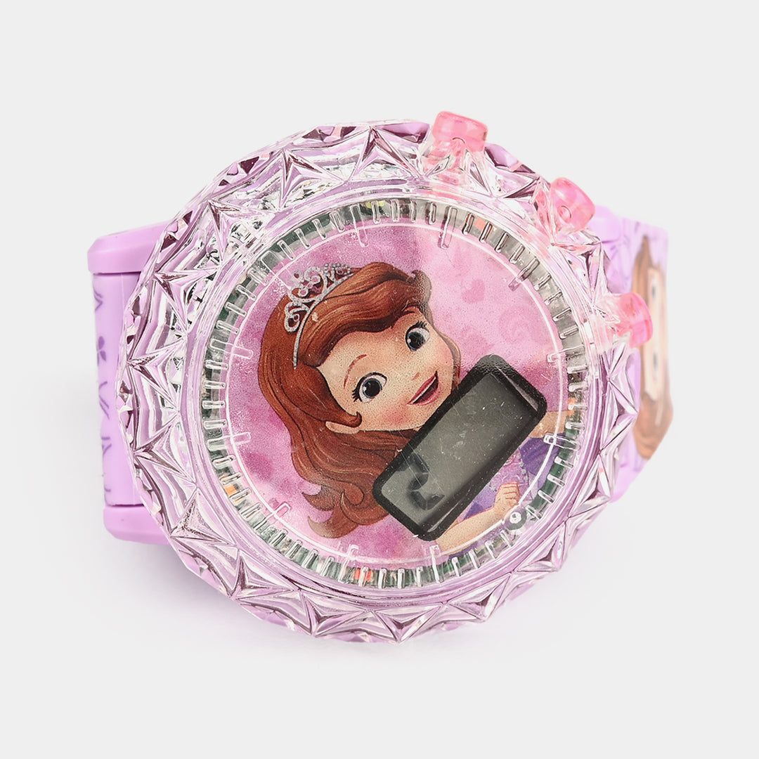 Girls Character Watch Round Dial With Light