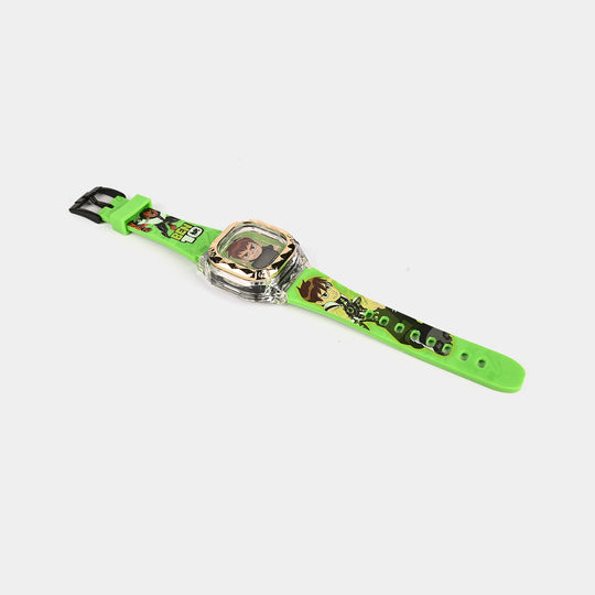 Boys Character Wristwatch Square Golden Border With Light & Sound