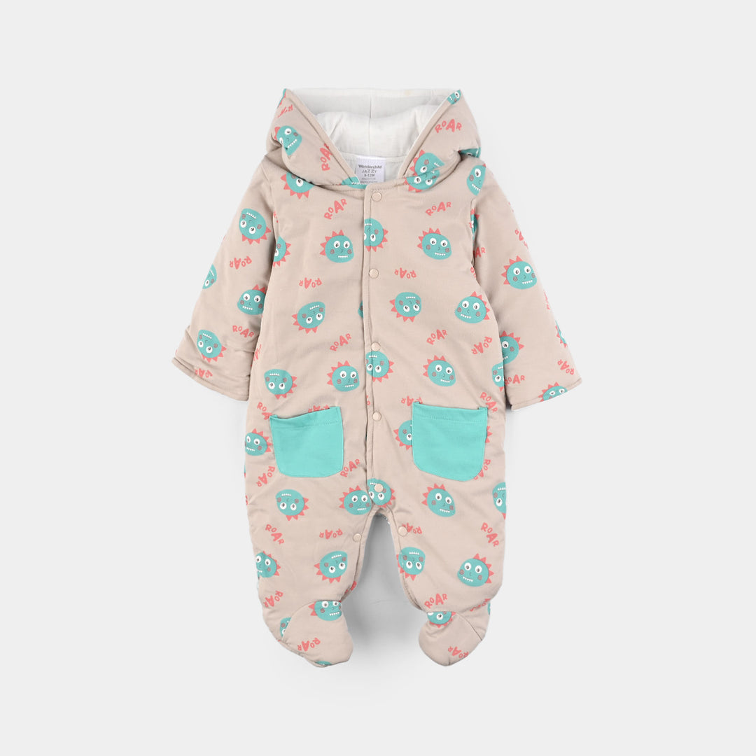 Infant Boys Cotton Interlock Romper - Grey Green