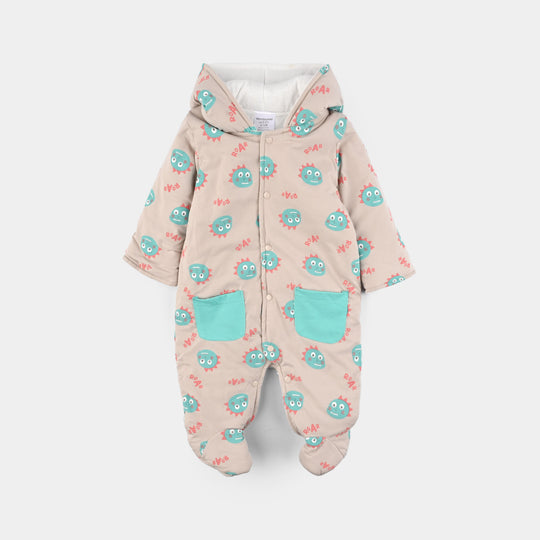 Infant Boys Cotton Interlock Romper - Grey Green