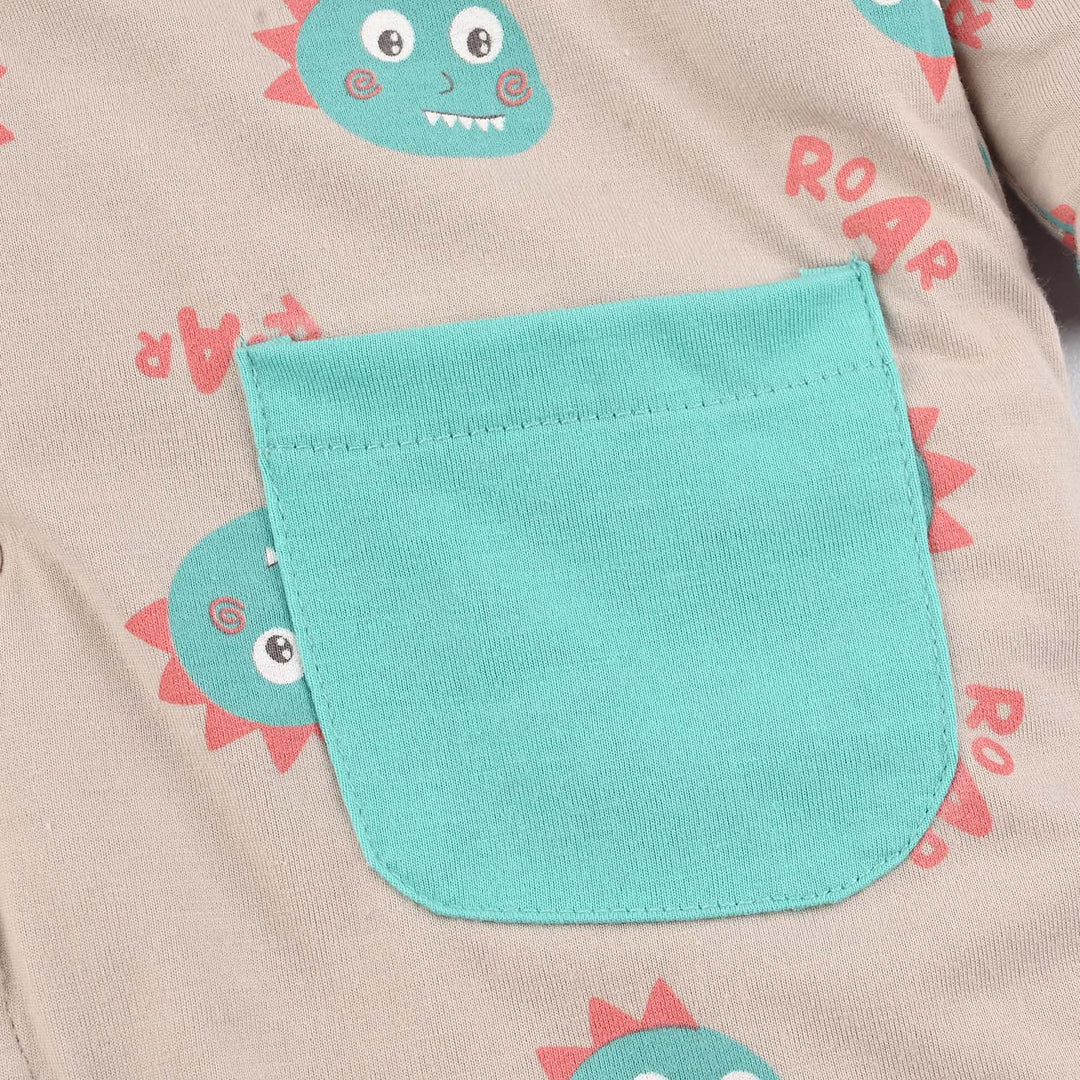 Infant Boys Cotton Interlock Romper - Grey Green