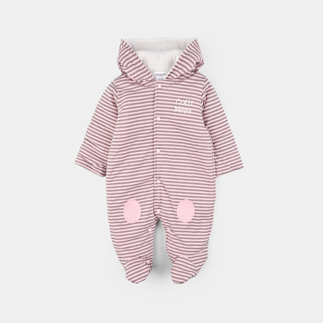 Infant Girls Cotton Interlock Romper - Pink