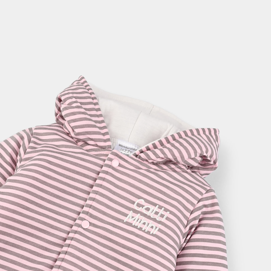Infant Girls Cotton Interlock Romper - Pink