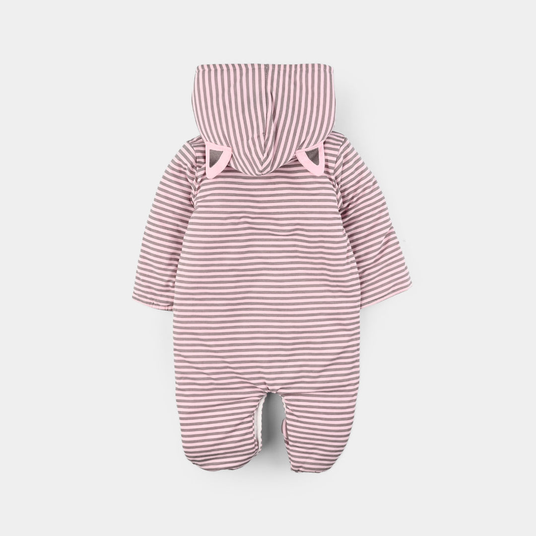 Infant Girls Cotton Interlock Romper - Pink