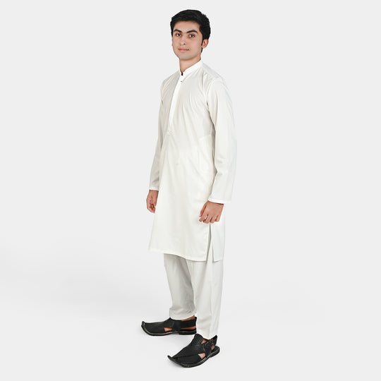 Teen Boys Poly Viscose Kurta Shalwar-White