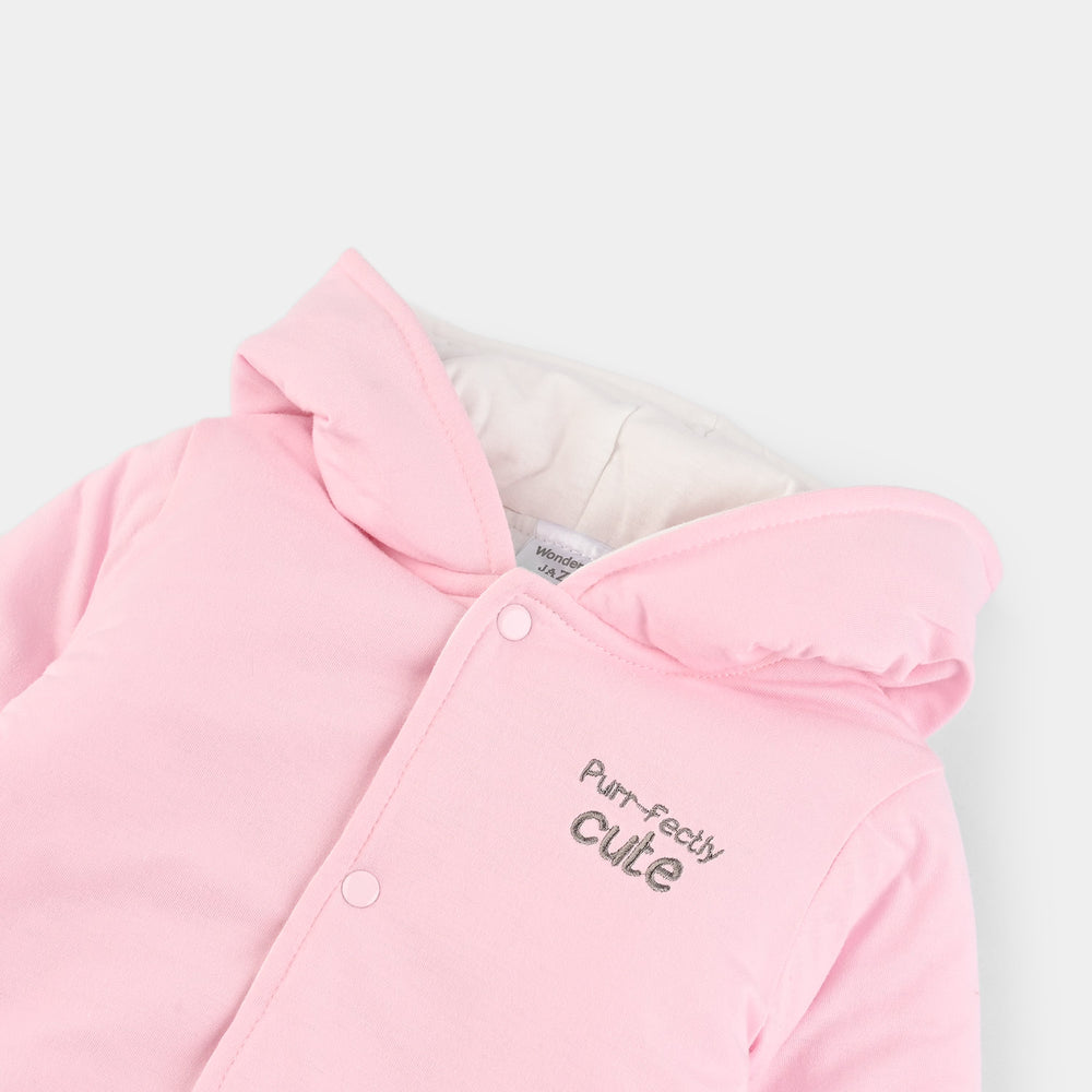 Infant Girls Cotton Interlock Romper - Light Pink