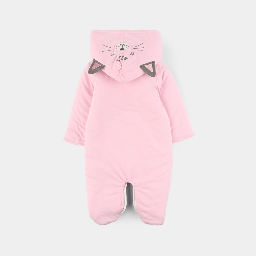 Infant Girls Cotton Interlock Romper - Light Pink