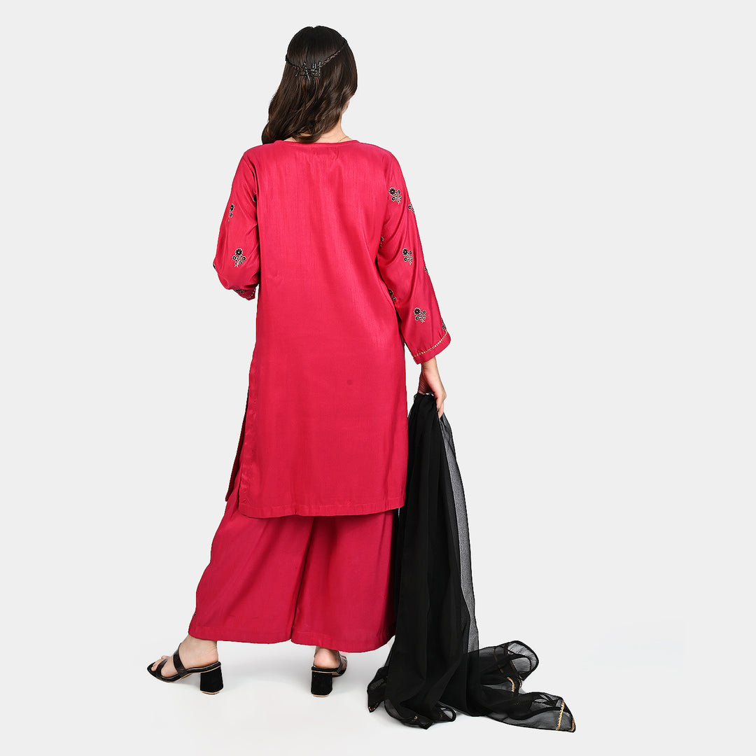 Teen Girls Raw Silk 3 PCS Suit-RUBY