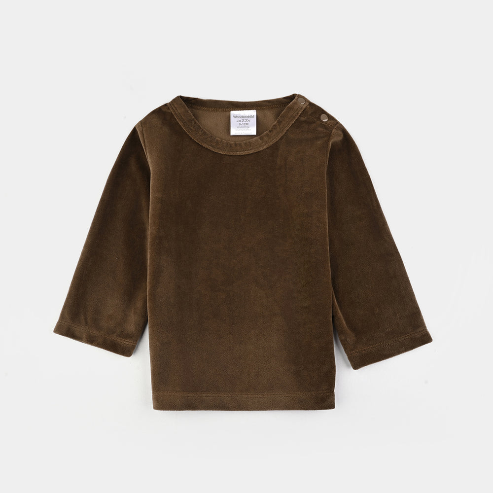 Infant Boys Cotton Interlock Suit-Beige/Brown