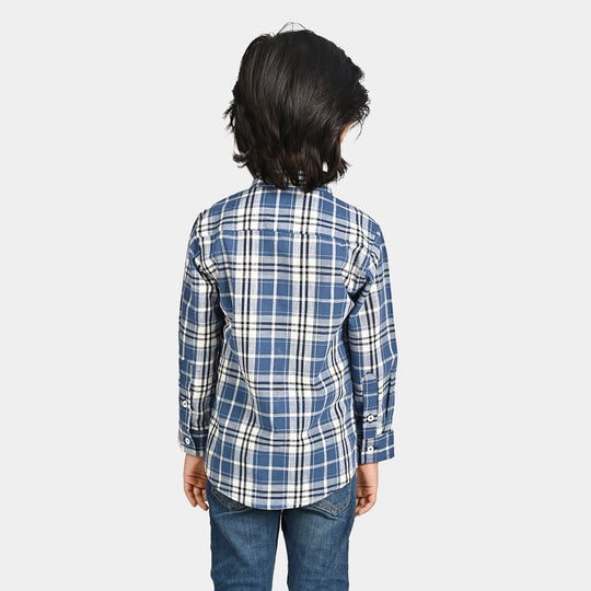 Boys Yarn Dyed Casual Shirt (Explore)-Blue Check