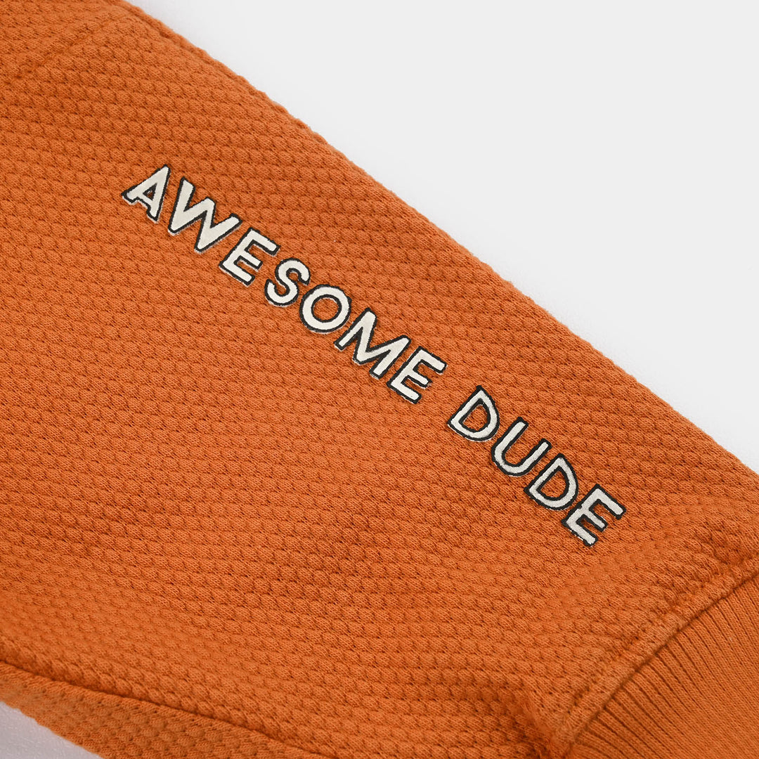 Infant Boys Cotton PK Pajama (Awesome Dude) - Rust