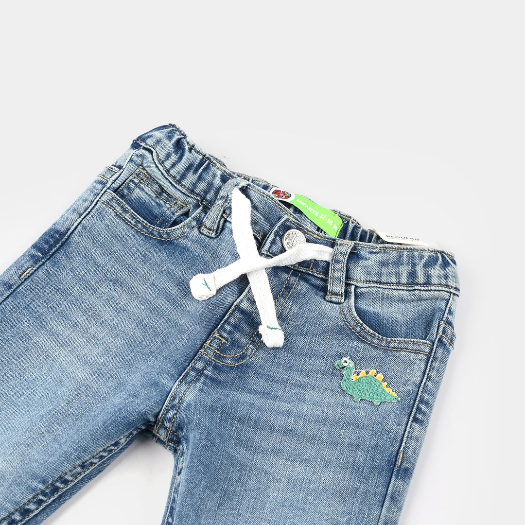 Infant Boys Denim Pants (Mini Dino) - Mid Blue