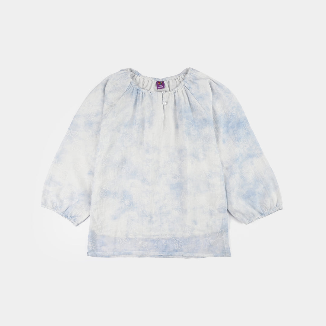 Girls Cotton Casual Top (Cozy) - Light Blue