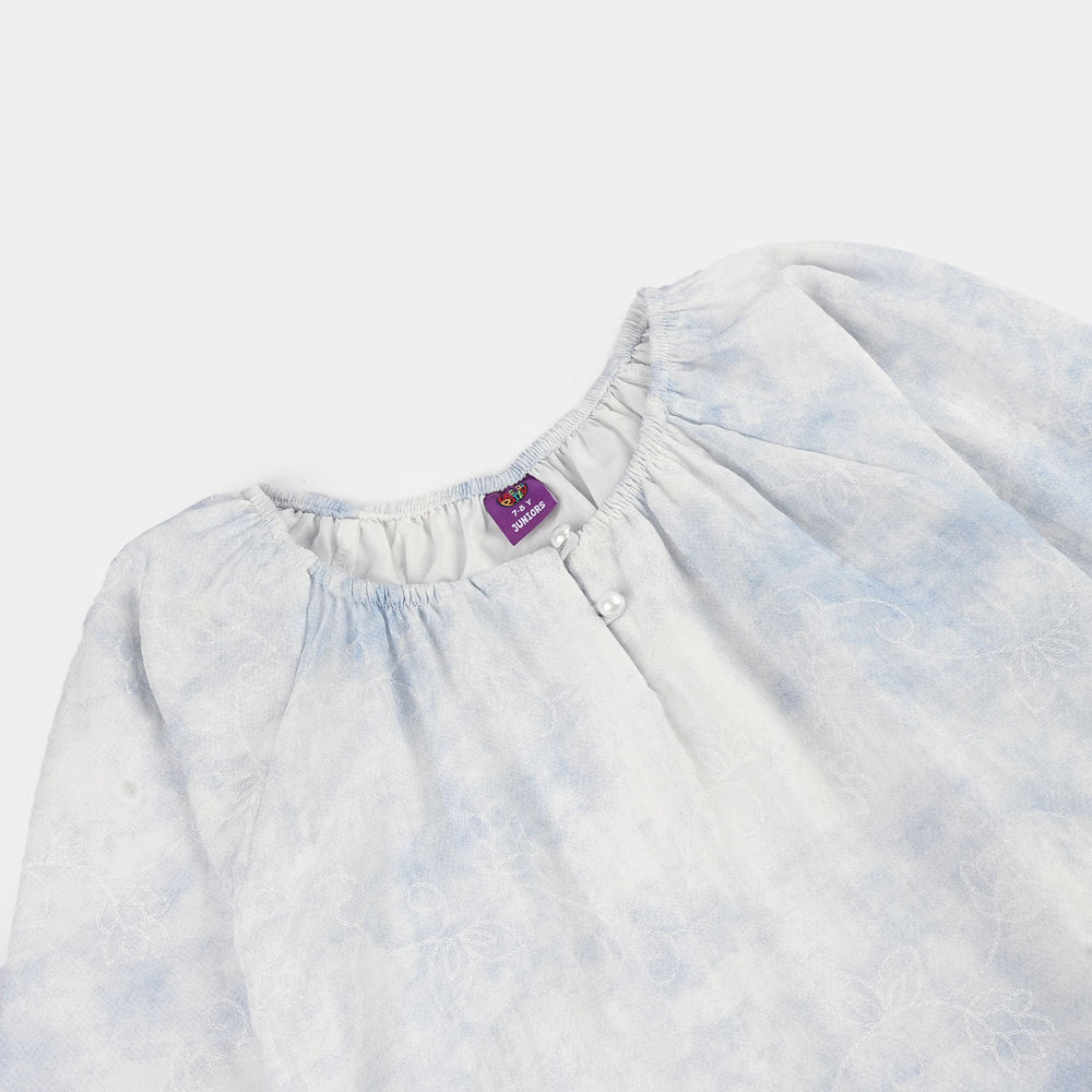 Girls Cotton Casual Top (Cozy) - Light Blue