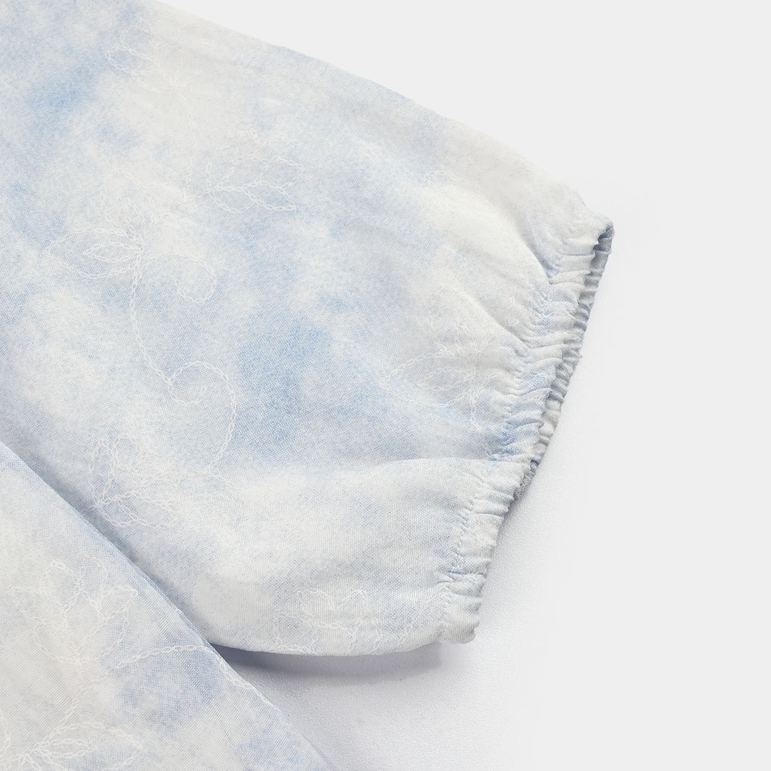 Girls Cotton Casual Top (Cozy) - Light Blue