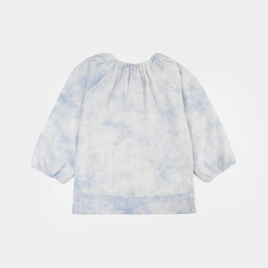 Girls Cotton Casual Top (Cozy) - Light Blue