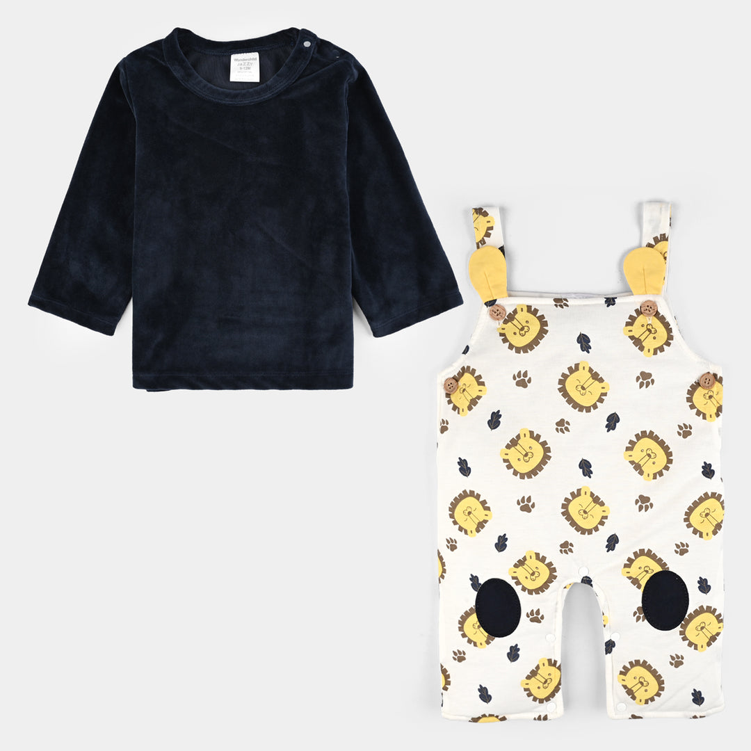 Infant Boys Cotton Interlock Suit-White Navy