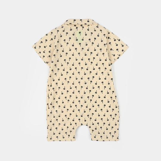 Infant Boys Thermal Romper (Resort Palm) - Off White