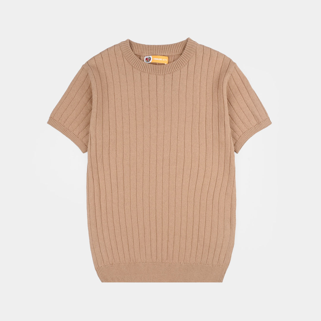 Boys Cotton Sweater Knit T-shirt (Dropline) - Dark Mustard