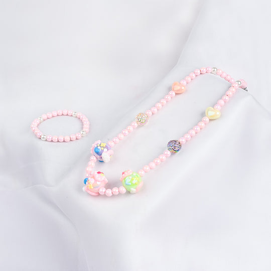 GIRLS ELEGANT BEADED NECKLACE & BRACELET