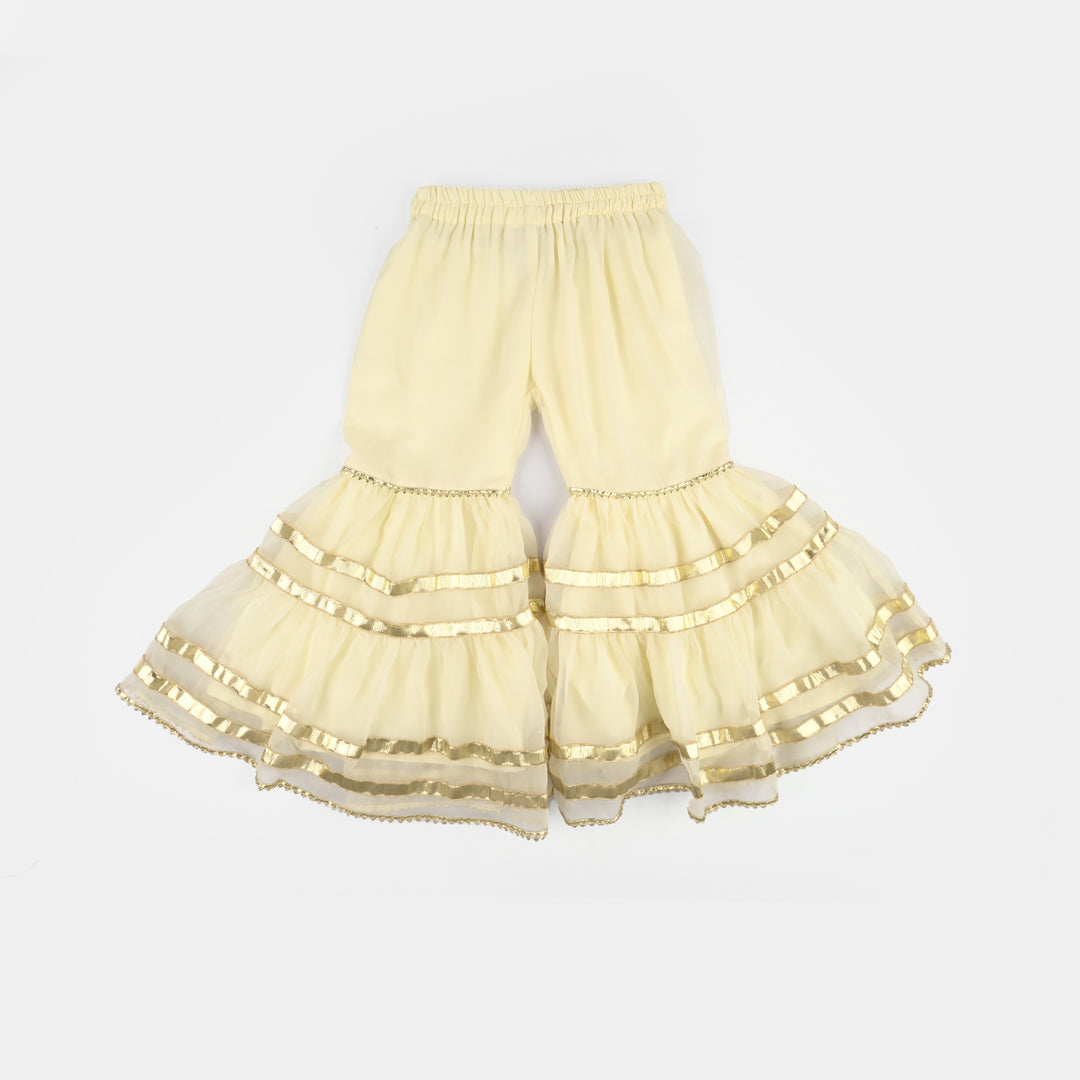 Girls Chiffon 3Pcs Set (Chamak) - Cream