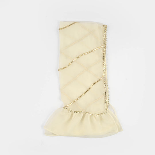 Girls Chiffon 3Pcs Set (Chamak) - Cream