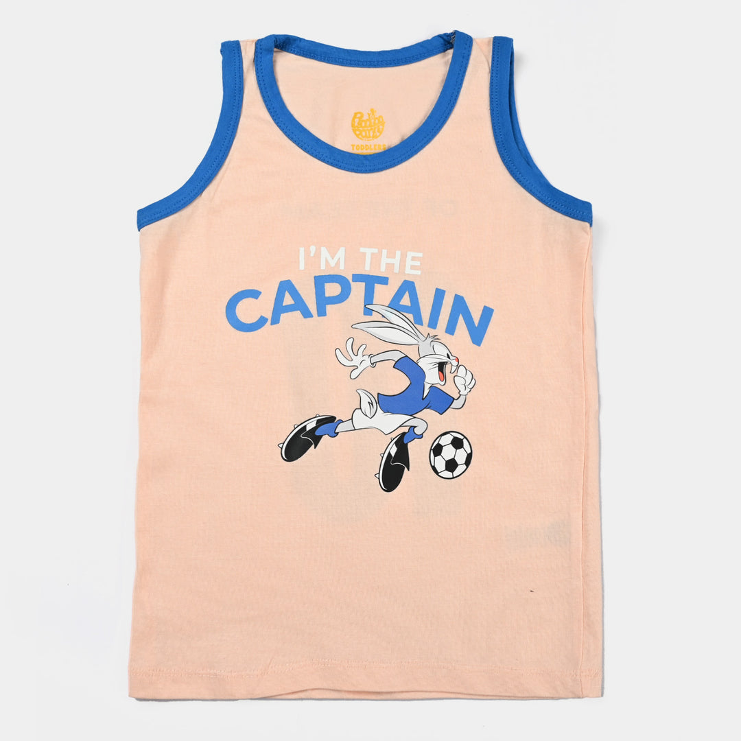 Boys Cotton Jersey Sando-Peach