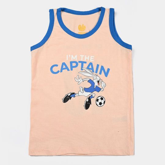 Boys Cotton Jersey Sando-Peach