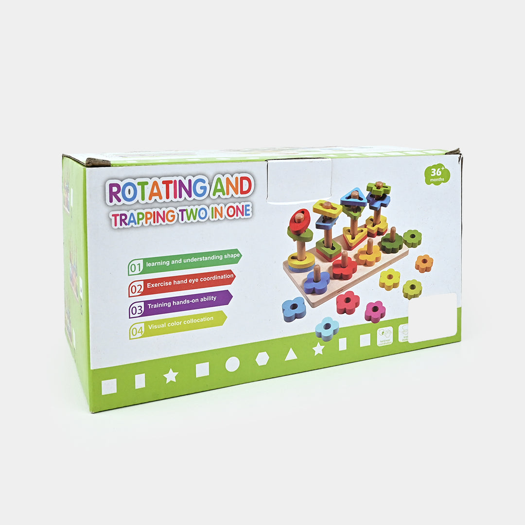 Wooden Rainbow Tower 8 Colum Educational Toy
