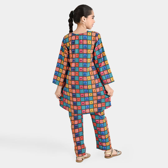 Girls 2Pcs Funky Tickets Suit – Multi