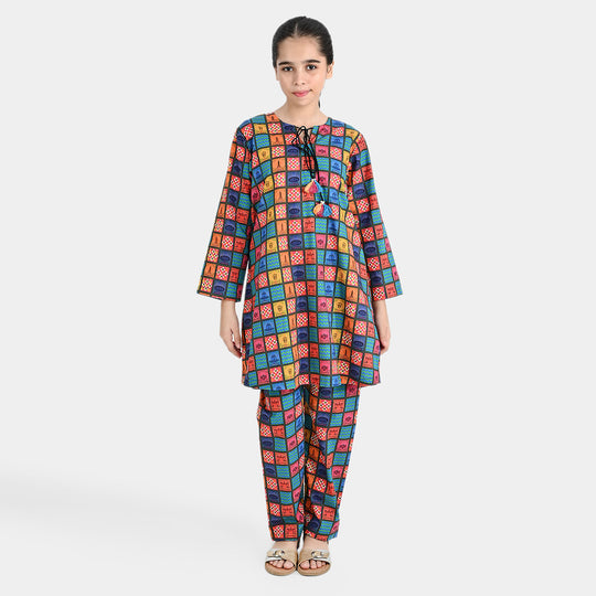 Girls 2Pcs Funky Tickets Suit – Multi